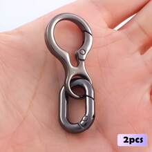 2pcs Swivel Clasps, Metal Lobster Claw Clasps With Keyring, For Keychain, DIY Crafts - Gun Black - View 9
