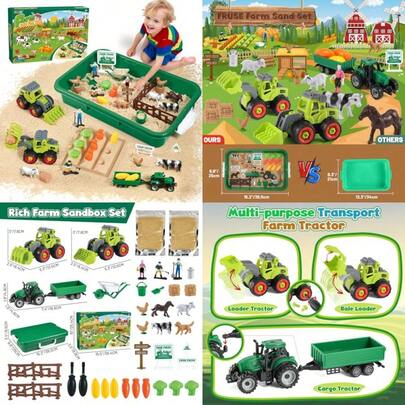Play Sand Farm ToysSensory Bins For Toddlers With 2.2lbs Sensory Play Sand Farm Figures And Tractor Playset Sandbox Toys For 3 4 5 6 7Full Of Fun
