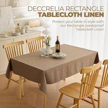 Waterproof Farmhouse Table Cloth For Party Wedding Table, Solid Linen Woven Fall Spill-Proof Tablecloth For Dining Room, Farmhouse, Restaurant (Oblong, 60 X 120 Inch (10-12 Seats), Coffee),Coffee120inchx60inchRectangular - Coffee120inchx60inchRectangular - View 3