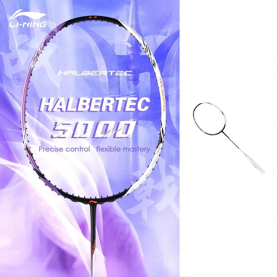 Li-Ning HALBERTEC 5000 (4U) Series Badminton Racket - High Composite Density Shock Absorption System (Single Racket, Unstrung), High Rigidity Carbon Fiber, Weight 80-85g, Max Stringing Tension: 30lbs, Model AYPT373