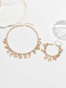 1 件创意海洋主题海滩度假风格海星和贝壳吊坠项链，百搭日常佩戴