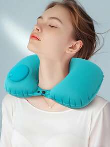1/2pcs Inflatable Pillow, U-Shaped Pillow, Airplane Pillow, Inflatable Travel Neck Pillow, Office Neck Pillow, Portable Siesta Neck Support, Travel Inflatable Neck Pillow, Travel Essential, Pump Inflation, Suitable For Office, Travel, Dorm, Outdoor