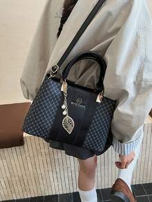 1pc Fashion Middle-Aged Mother Handbag, Women's Tote Bag, Large Capacity, New Style, Versatile, Shoulder & Crossbody Bag - Black - View 7