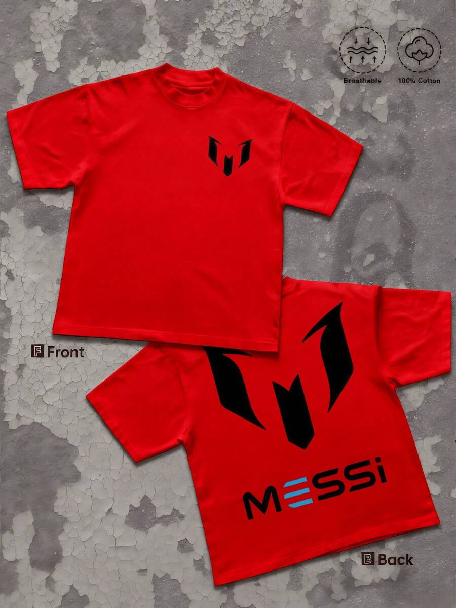 1pcs White Trident Men's 220g T Shirt 100% Cotton Y2K Swag Men Clothes, Vintage Sade Double Sided Graphic TShirt, Athlete Inspired Printed T Shirt Gifts For Men - Red - View 1