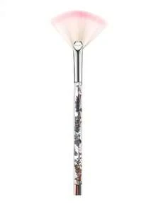 新款液态沙透明手柄化妆刷，圣诞冬季钻石水晶手柄，美妆工具套装，包含散粉刷、腮红刷、高光刷和扇形刷。这些化妆工具适合初学者，也是周年纪念日、开学季和情人节送给女朋友和女孩的最佳礼物。 - 彩色 - 查看 9