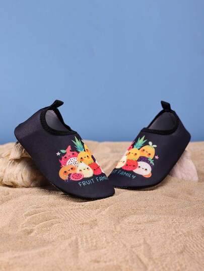 1双儿童户外运动休闲时尚防滑透气卡通图案男女童沙滩鞋水鞋训练鞋瑜伽鞋