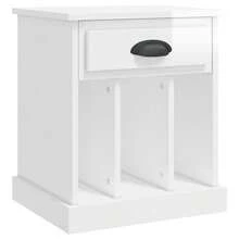 vidaXL Table de chevet blanc brillant 43x36x50 cm - Noir - Voir 3