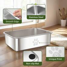 Stainless Steel High-Sided Cat Litter Box, Suitable For Cats, Rabbits And Other Pets, Anti-Splash, Anti-Stick, Odorless Cat Potty - M - View 6