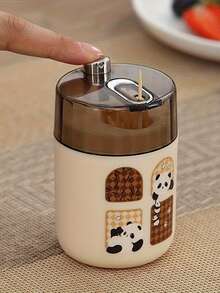 复古卡通熊猫自动牙签盒，适用于家庭、餐厅、酒吧、派对，创意牙签收纳盒，可爱储物盒，桌面装饰配件 - 彩色 - 查看 12