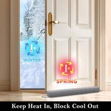ALQD 38 Linen Door Draft Stopper Blocks Hot And Cold With Removable Washable Cover Bottom Of Door, All-Season Seal Noise, Wind, Door Sweep Gaps Up To 3, Home Essentials, Gray - Brown - View 6