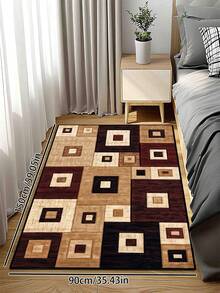 1pc Geometric Textured Pattern Rug, Black White Gray Printed Polyester Rectangular Easy Care Washable Area Carpet, Suitable For Living Room, Hallway, Bedside, Living Space, Bedroom, Office, Kitchen, Farmhouse Home Decor - Multicolor - View 23