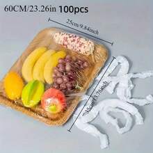 100个一次性特大透明食品盖，防尘食品盖，多种尺寸可选，透明厨房储物盖，适用于面包、水果、零食和甜点，厨房冰箱剩菜盘，水果食品塑料密封盖，防异味、防漏、防尘，冷冻室盖，冰箱盖，厨房用品 - 彩色 - 查看 5