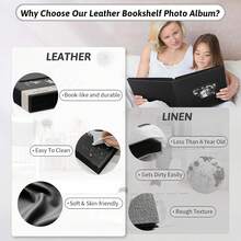 4x6 Photo Album 100/500/800 Pockets - Vegan Leather Refillable Album With DIY Front Window, For Family Wedding Photocards Valentines Day Gifts For Her - 黑色 - 查看 5