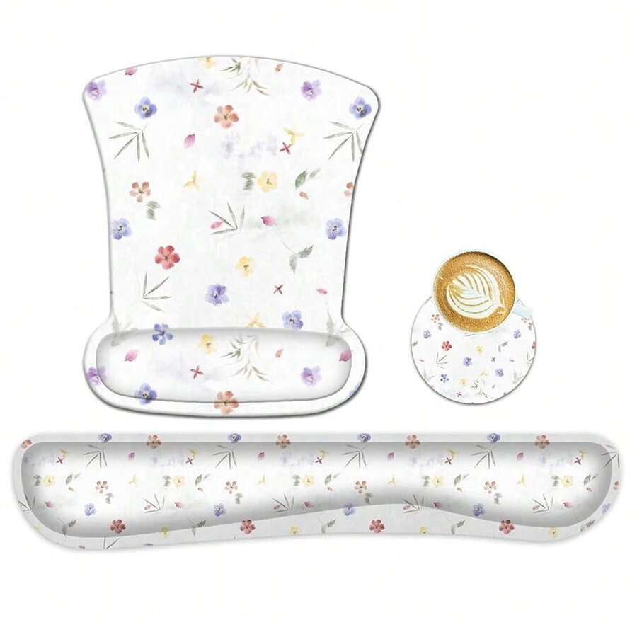 Keyboard Wrist Rest Pad  Pad Set,Ergonomic  Pad For Laptop Computer,Wrist Support Memory Foam Desk Pad For Gaming Office,Non Slip Rubber Pad Typing Relief Pain (Pad211) - 滑鼠墊211 - 查看 1