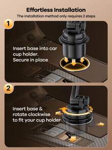 REMAX Universal 3-In-1 Car Cup Holder Expander For Front & Back Seat; Adjustable Height & Angle; Fits 98% Of Vehicles; Installs In Seconds; Car Essentials For Travel; Car Accessories For Expanding Storage Space; Car Stuff; Car Organizer - CP2007-s5 Black - View 8