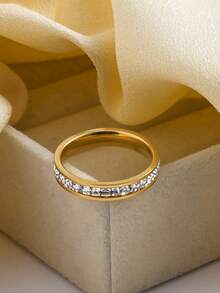 1 Set Fashionable Luxurious Diamond Women's Bracelet Set, Includes 1 Rust-Resistant Golden Color Diamond Bracelet And 1 Stainless Steel Ring, Suitable For Women's Daily Wear, Parties, Birthdays, Weddings, Music Festivals, Dates, Anniversaries, And As A Gift For Women - Gold - View 8