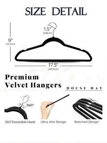 (Black) Ultra-Strong Load Capacity, Luxury Velvet Hangers, 360° Rotating Silver Hooks, Non-Slip And Mark-Free! Withstands Heavy Loads Without Deformation Over Time! Thickened Design-Perfect For Household Clothing Storage, Wardrobe Organization, Room Tidying, And Transforming Your Closet Storage. Space-Saving Solution, Stylish Hangers, Chic Storage Boxes, Durable Plastic, Heavy-Duty Hangers, Smooth Rotation, Neat Freak Essentials, Home Organization. 20pcs Premium Velvet Hangers Sturdy & Durable Space-Saving Ideal For Coats, Pants & Formal Wear Grooved Anti-Slip Surface Perfect For Closets Or Dorm Rooms Standard Hangers Coat Hangers Organization & Storage - 彩色 - 查看 2