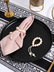 2-30个天然手工编织黄麻绳和木珠餐巾环，适用于节日、派对、生日、婚礼和正式晚宴 - 彩色 - 查看 10