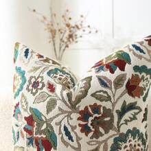 1pc Beige Floral Jacquard Chenille Pillowcase (Pillow Insert Not Included), Colorful Petal Pattern Home Decor Cushion Cover For Bedroom, Balcony, Living Room, Dining Room, Showroom - Beige Twining Flowers - View 7