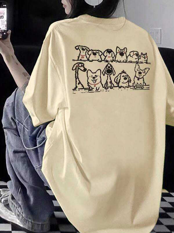 Women's Animal Print Black Casual Loose Comfortable Short Sleeve T-Shirt, Versatile For Daily Wear, Spring/Summer