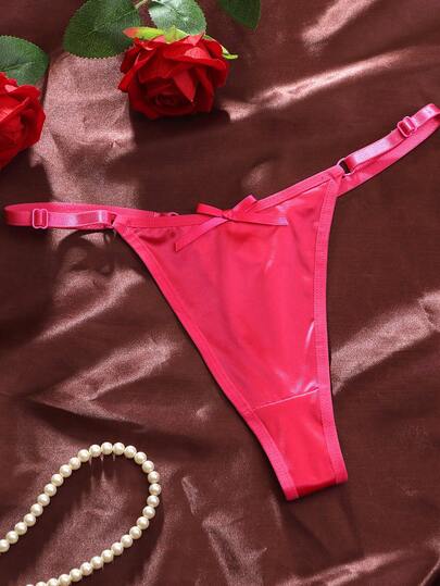 1pc Adjustable Bow Tie Thong Panty, Sexy & Comfortable For Sports, Yoga, Fitness