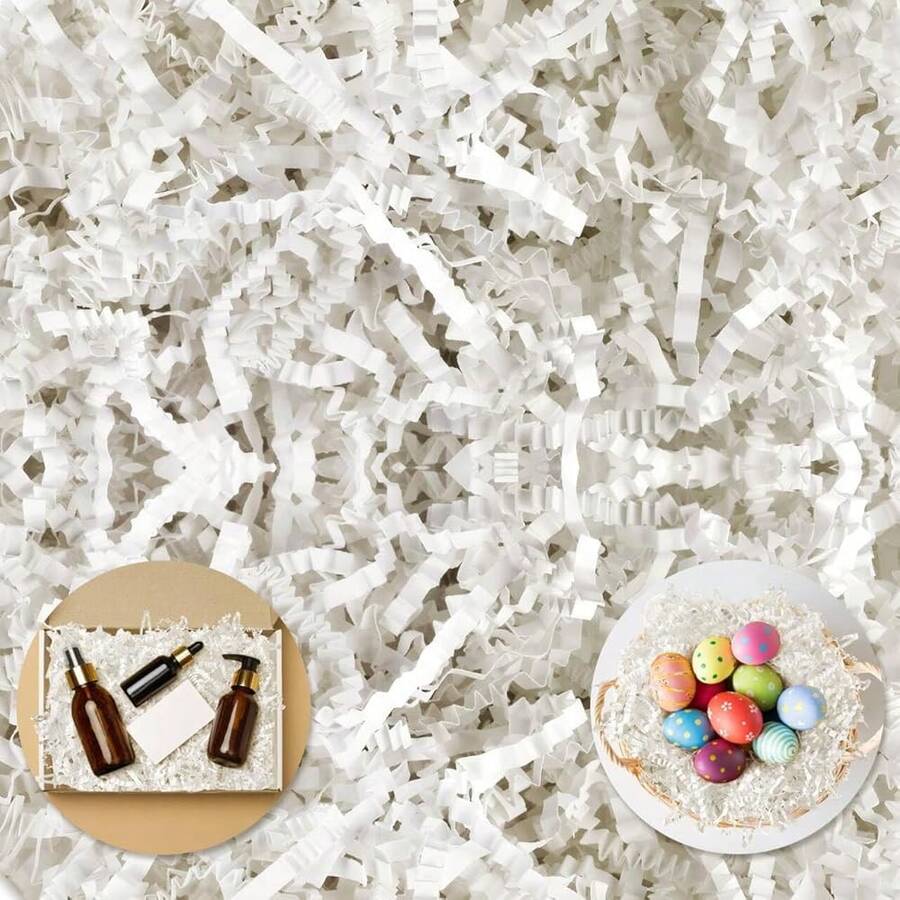 Crinkle Paper Filler, 1/2LB Shredded Paper For Gift Baskets, White Bridesmaid Proposal Gifts, Crinkle Cut Paper Shred For Birthdays, Weddings,Boxes Bags, Basket Filler, Anniverss, Christmas, Gift Wrapping,White - 白色的 - 查看 1
