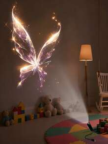 水晶梦幻蝴蝶USB供电智能灯，360度可调，卧室装饰氛围LED投影灯，可用于墙壁、天花板、地板等场景投影照明，适合作为精致小礼物或情人节礼物赠送。 - 黑色 - 查看 8