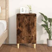 vidaXL Table de chevet chêne fumé 40x35x70 cm bois d'ingénierie - Noir - Voir 1