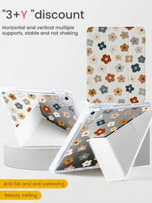 这款优雅可爱的卡通花卉字母双面亚克力透明水晶后盖，防震耐用，适用于iPad 7、8和10代（10.2英寸）。它内置笔槽，支持睡眠/唤醒功能和多种折叠支架模式。是情人节的理想礼物。 - 彩色 - 查看 4