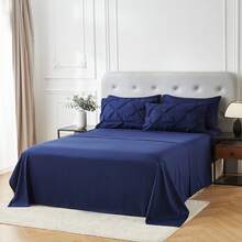 5/7 Piece Bed In A Bag Bed Comforter Set, Summer Breathable Chic And Elegant Comforter Set With Soft Microfiber Inner Filler, Lightweight Solid Bedding Set, Bedroom Decor For All Seasons, Ideal Gift - DarkBlue - 查看 3