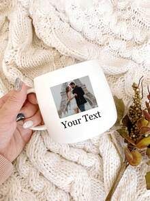 Customized Ceramic Mug With Personalized Photos And Text, Coffee Cup, Tea And Milk Mug For Wedding Gift, Typography Design - Multicolor - View 7