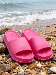 女士EVA时尚纯色防滑平底休闲拖鞋，适合春夏穿着