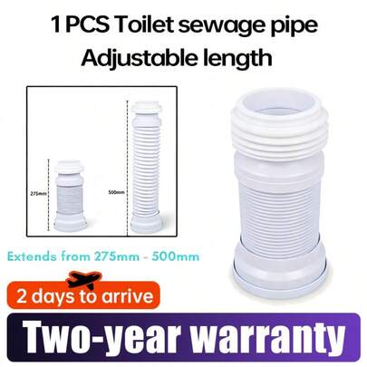 Universal Toilet Waste Pipe Connector For Back To Wall Toilet | Adjustable Flexible Pipe 275mm-500mm | Leak-Proof Toilet Pan Connector For Easy Installation | Durable Pipe Connector For Toilet Pan Systems