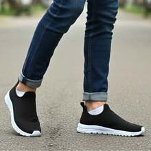 Tênis Meia Ortopédico Masculino e Feminino - PRETO BRANCO - Visão 2