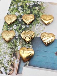 7件套心形吊坠首饰配件，适合情人节 - 金黃色 - 查看 7