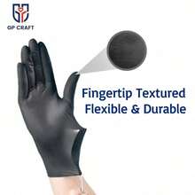 100pc Disposable Nitrile Black 3.5-Mil Latex Free Tattto Nail Hair Salon Cleaning Gloves - 黑色 - 查看 2