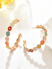 1 Pair Fashionable Minimalist Delicate Golden Heart Metal Earrings For Women, Suitable For Daily Wear - Color - View 2