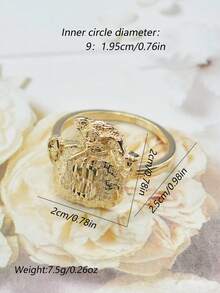 1pc Fashion Punk Style Money Bag Prosperity Ring, Suitable For Men's Daily/Party/Event Wear, Wealth Lucky Ring Accessory, Stylish Charm Jewelry, Great Christmas/Halloween/Easter Gift For Boyfriend/Father - Gold - View 9