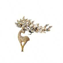 1pc Crystal-Like Alloy Deer Brooch Accessory, Gift For Women - Deer Brooch - View 6