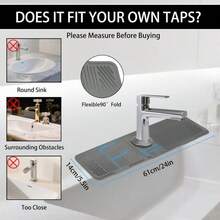 Silicone Faucet Mat & Splash Guard Suitable For Kitchen Sink - Absorbent Quick-Dry Sink With Fit, Fits For Most Faucets, Splash Barrier (, For Kitchen/Bath) - GRAY - View 3