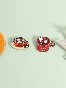 2pcs Hot Cocoa Enamel Needle Rabbit&Cat Hidden In Cocoa Cup Badge Clothes Backpack Accessories Jewelry Gifts For Friends - Multicolor - View 7