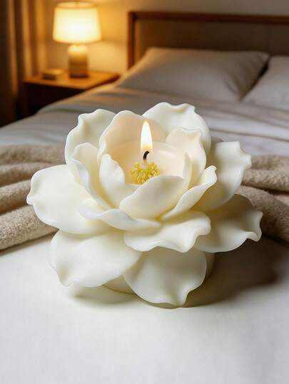 1pc White Flower Rose Silicone Candle Mold -3D Flower Design, Suitable For DIY Candles, Resin Casting, Soap And Cement | Realistic Flower Patterns | Durable Silicone Mold For Home Decoration And Valentine's Day Crafts, Candle Making Supplies, Decorative Candles