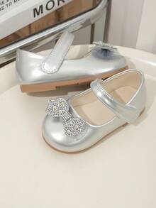 Girls' Soft Sole Bowknot Princess Shoes, New Spring/Autumn Shoes - Silver - View 2