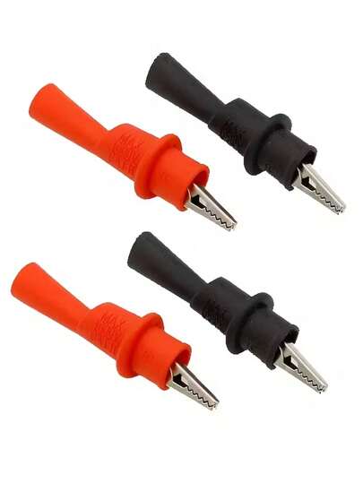 2 Pcs Insulated Alligator Clip Test Leads - For Multimeter Probe, Circuit Board & Automotive Battery | Multi-Purpose Professional Testing Kit, Industrial Tool Essential