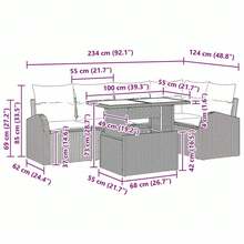 vidaXL Ensemble de canapé de jardin avec rangement, 6 pièces, en rotin synthétique multicolore.