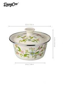 Dengcoo 1pc Enamel-Patterned Rice Bowls With LIDS, Soup Bowls, Instant Noodle Bowls, Enamel Bowls, Scratch-Resistant Metal Material, Dishwasher , Essential Kitchenware For Home Cooking And Camping Meals