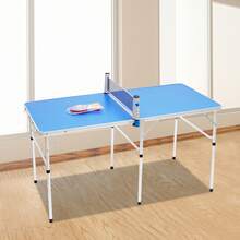 Klapptischtennis Ping Pong Tischset mit Bällen, Schlägern und Netz, 9,84 * 29,92 Zoll Tisch, Einfach zu Tragen und Platzsparend, Gefaltete Größe: 29,92 * 29,92 * 2,55, Geeignet für Innen- und Außenbereich, Blau - Blau - Übersicht 7