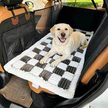 25.6x51.2 Inch Plaid Dog Bed, Fluffy Backseat Pet Pad, Car Rear Seat Dog Cover, Non-Slip Travel Dog Bed - Multicolor - View 9