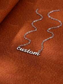 1pc Custom English Name Minimalist Elegant Stainless Steel Necklace Family Dress Holiday Gift Birthday Jewelry Gold Stylish, Fall Fashion, Vintage, Unisex, Simple, Casual, Hipster, Goth, Punk Custom, Personalized, Unique Grandparents For Anniversaries, For Valentine's Day, For Mother's Day, For Graduation, For Father's Day, For Weddings, For Daily Wear, For Party, For Prom, High School Senior High School Students, College Students, University Students, Freshman, Sophomore, Underclassmen - Nhiều màu - Xem 9