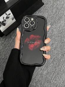 1pc Wavy Lip & "It's All Lies" Graphic Compatible With IPhone 17/16/15/14/13/12/11 Pro Max Plus Fashionable TPU Shockproof Phone Case, Ideal Gift For Birthday, Valentine's Day, Couples - Black - View 5